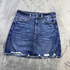 American Eagle Skirt Womens 2 Long Blue Denim Hi-Rise Mini Next Level Stretch